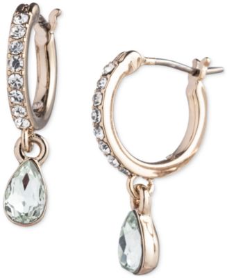 Givenchy Gold-Tone Pear-Shape Crystal Charm Huggie Hoop Earrings - Macy's