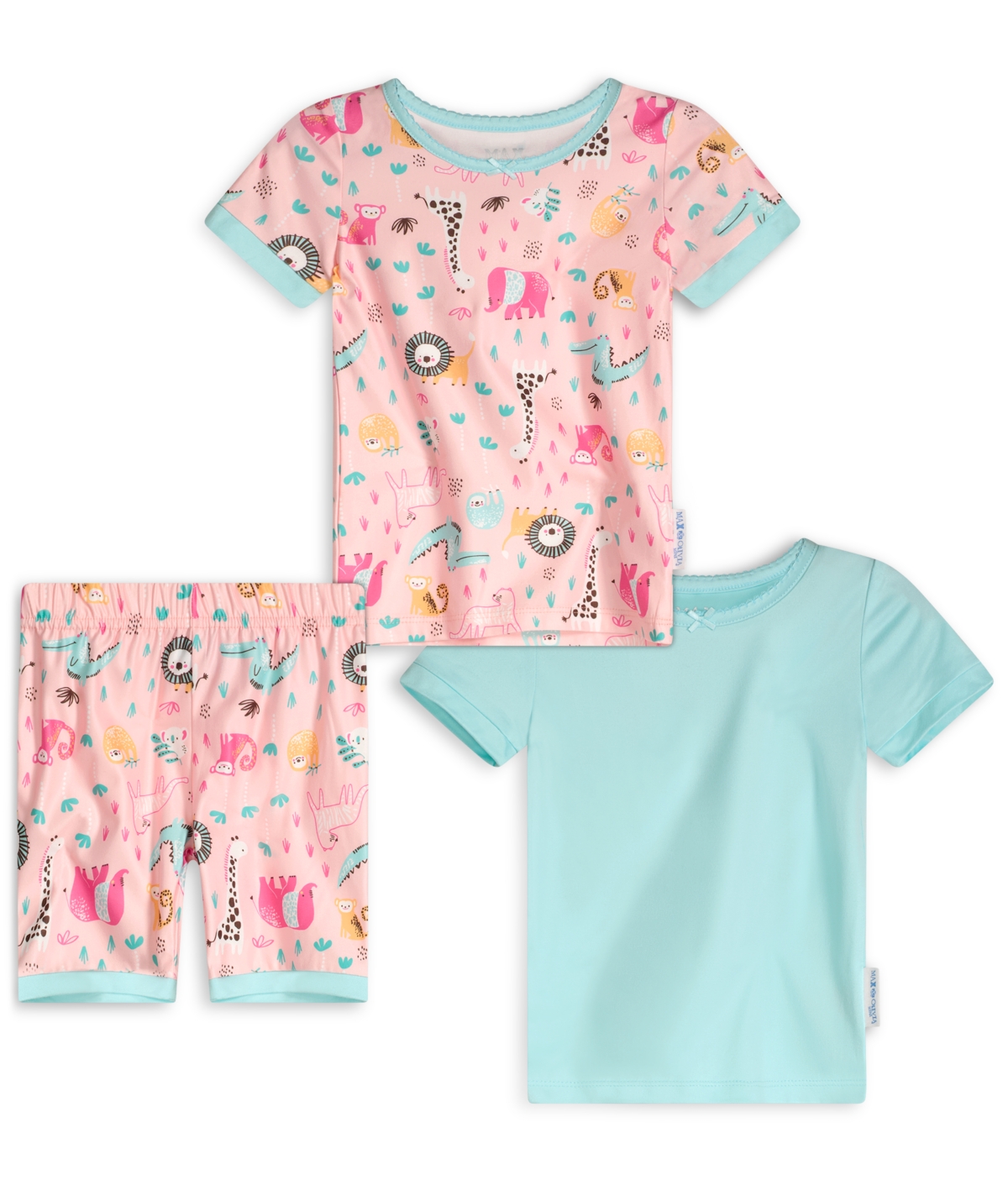 Shop Max & Olivia Baby Girls Three Piece Snug Fit Pajama Set In Turq