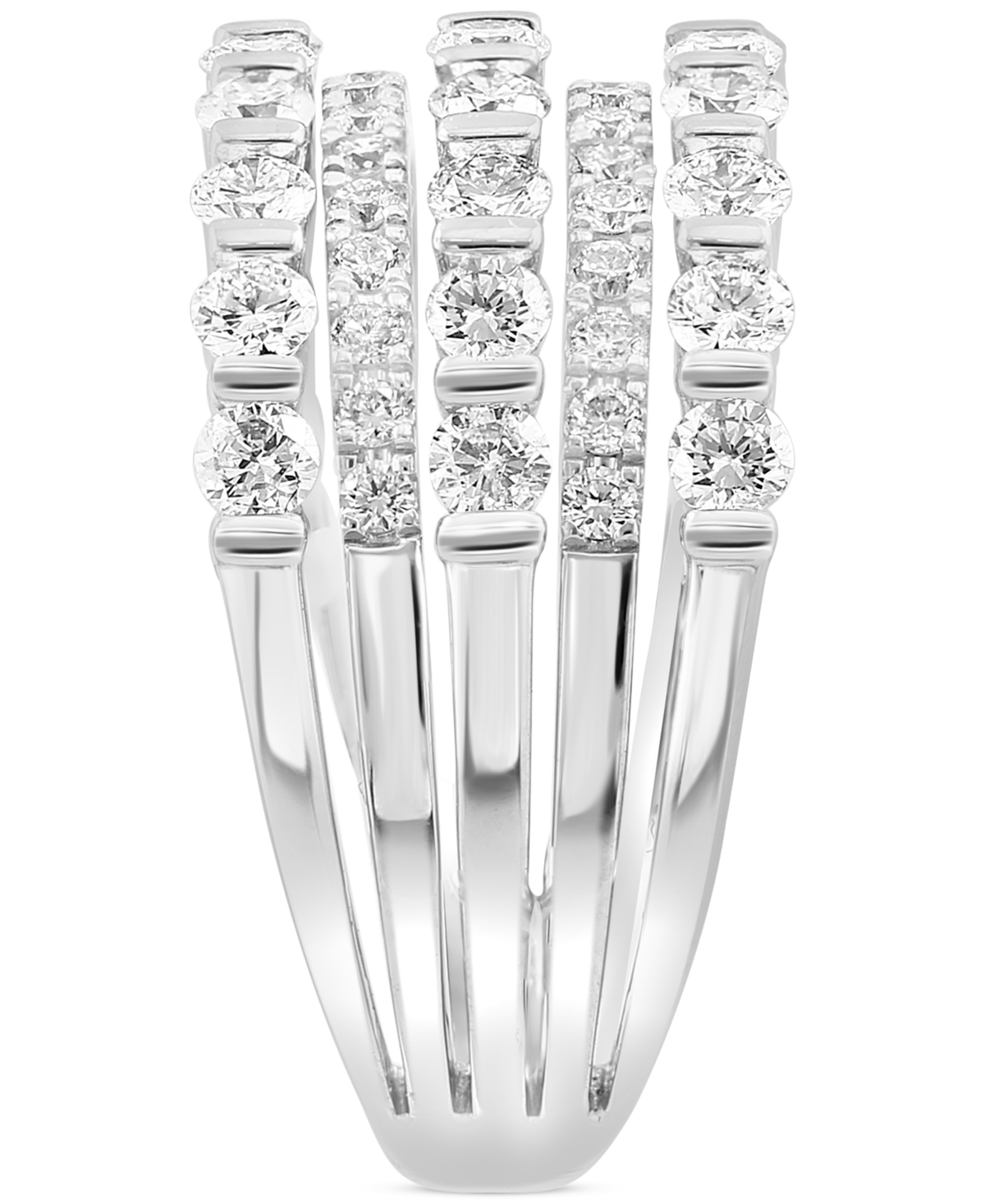 Effy Collection Effy Diamond Three Row Statement Ring (1-1/3 Ct. T.w.) In 14k White Gold In White Gold