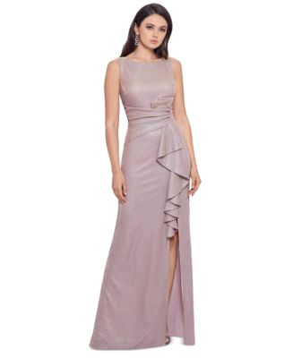 Betsy & Adam Petite Glitter Draped Gown - Macy's