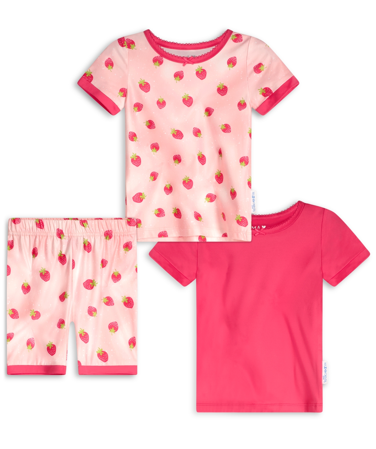 Shop Max & Olivia Baby Girls Three Piece Snug Fit Pajama Set In Red