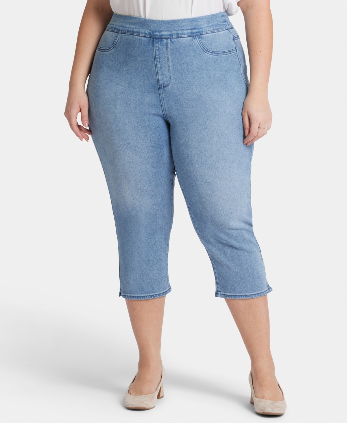 Nydj Dakota Side Slit Pull-on Capri Jeans In Corfu