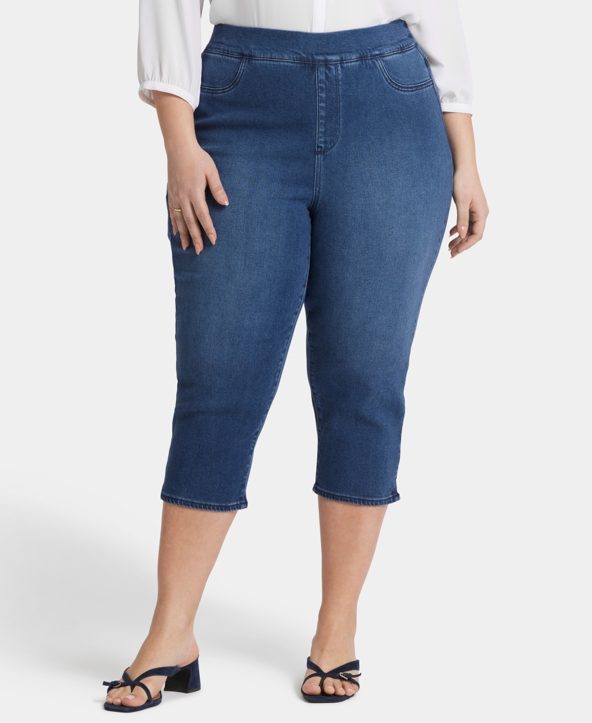 Shop Nydj Plus Size Dakota Crop Pull-on Jeans In Olympus