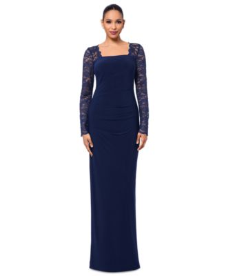 Macy's navy blue evening gown on sale