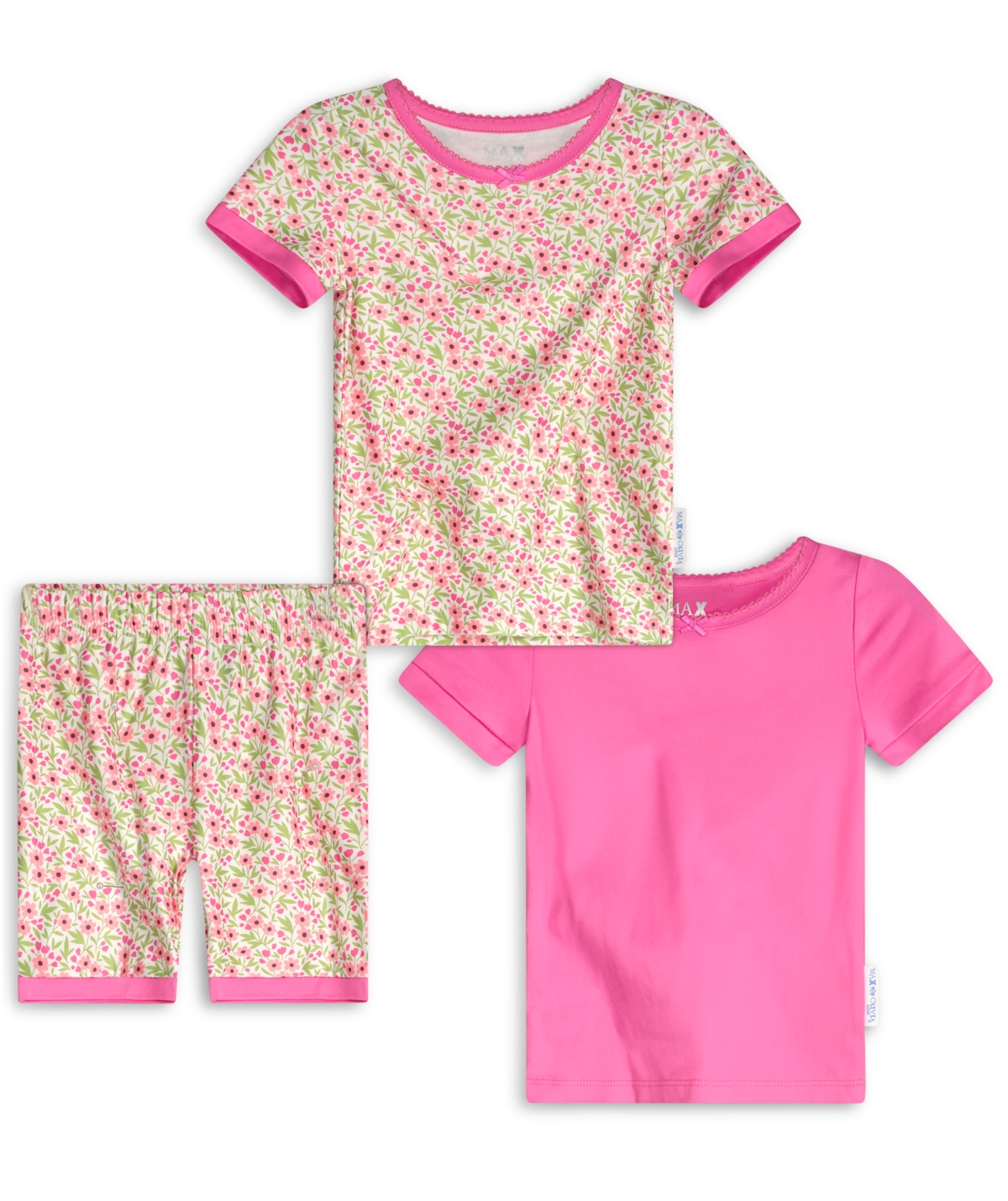 Shop Max & Olivia Baby Girls Three Piece Snug Fit Pajama Set In Pink