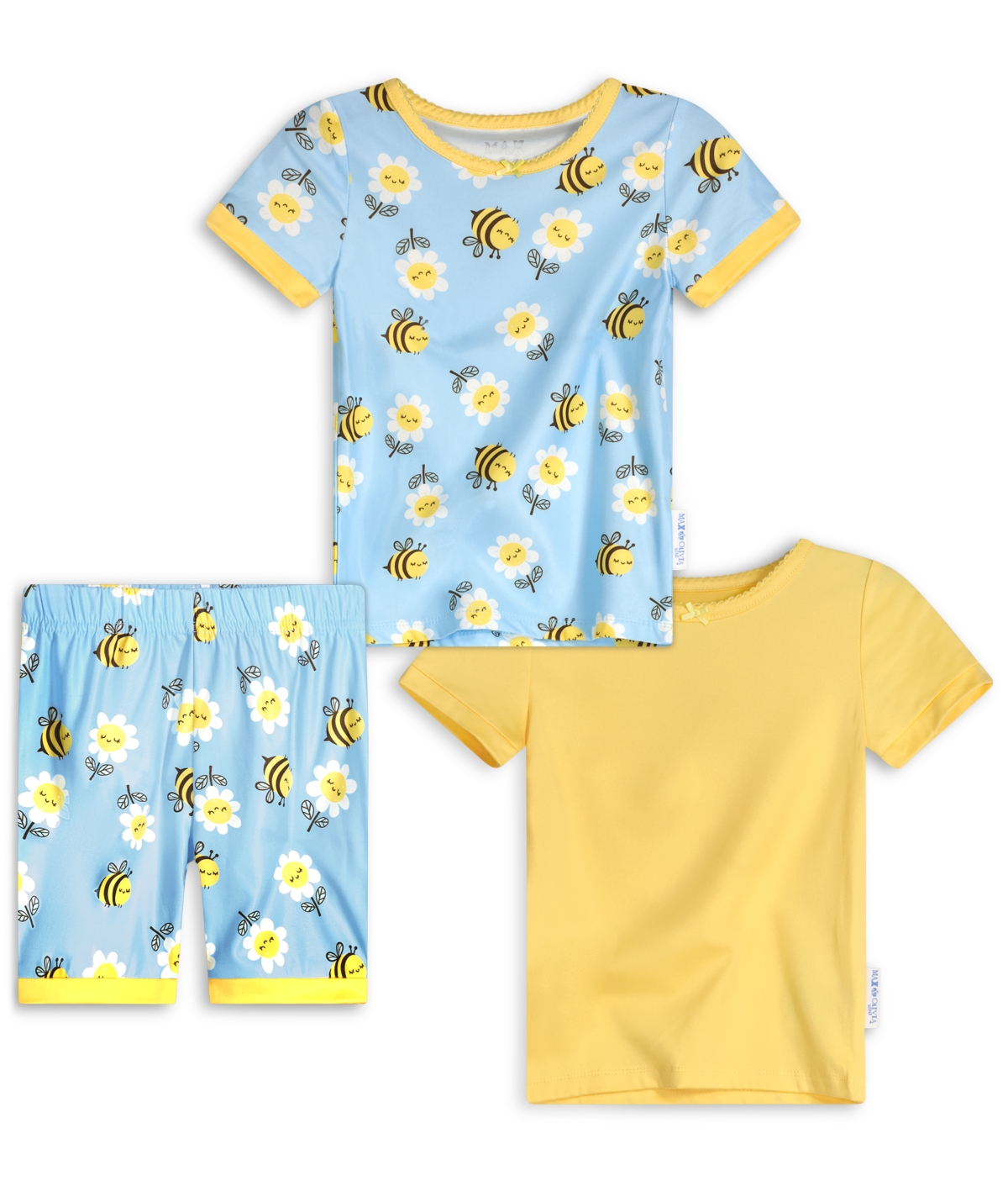 Shop Max & Olivia Baby Girls Three Piece Snug Fit Pajama Set In Yellow