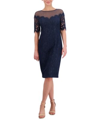 Eliza J Petite Illusion Lace Sheath Dress Macy s