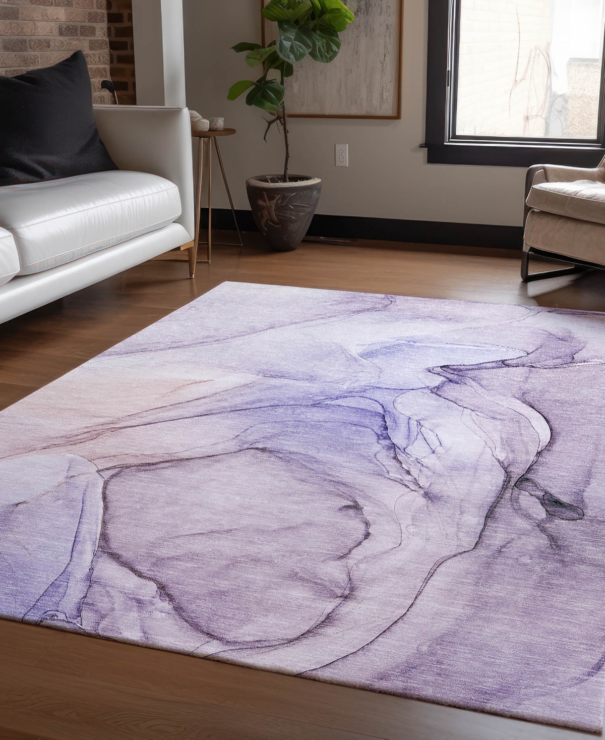 Addison Chantille Machine Washable Acn502 2'6x3'10 Area Rug In Purple