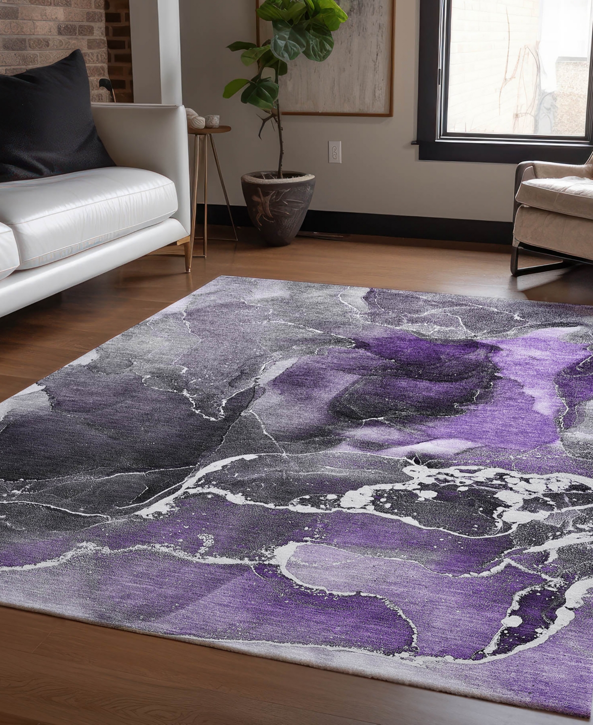 Addison Chantille Machine Washable Acn503 9'x12' Area Rug In Purple