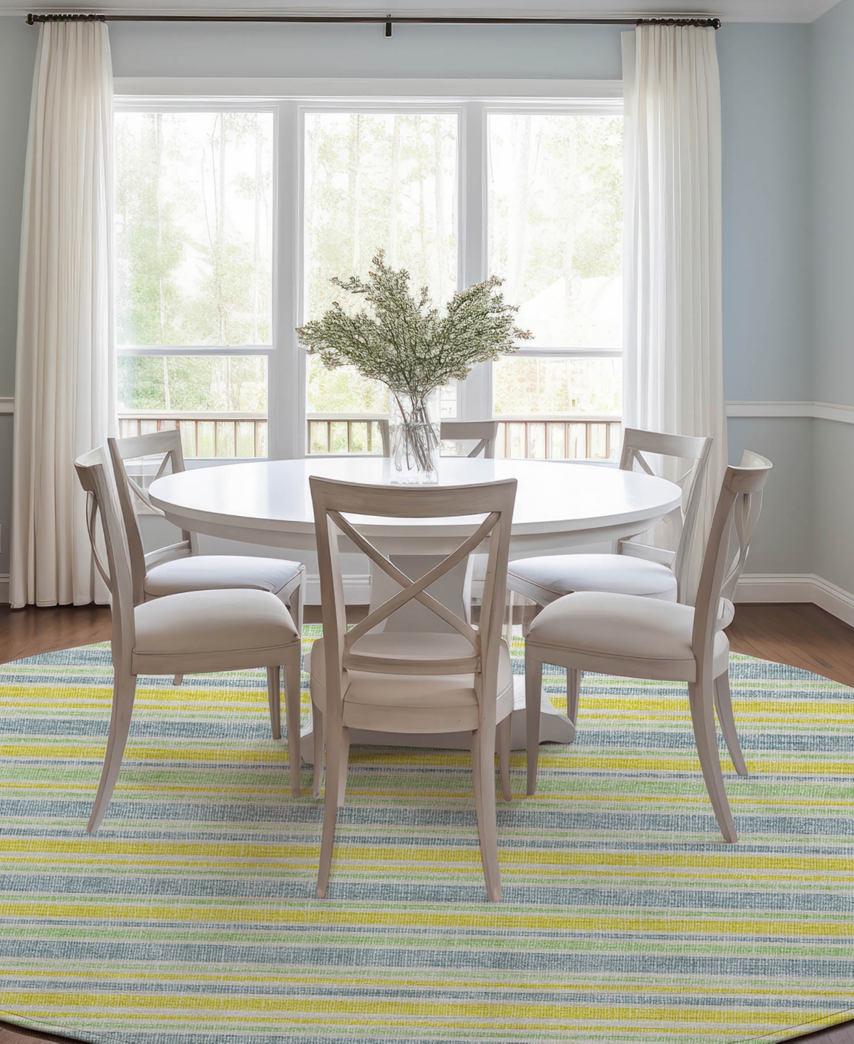 Addison Chantille Machine Washable Acn531 8'x8' Round Area Rug In Denim