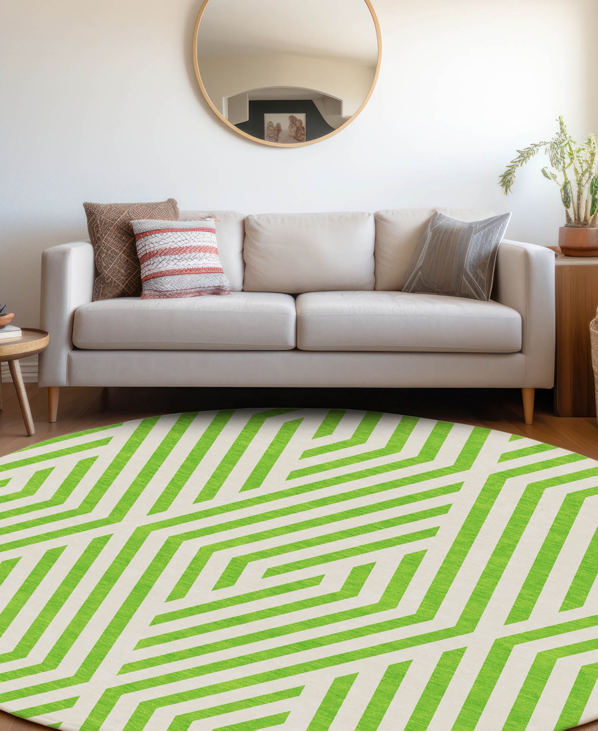 Addison Chantille Machine Washable Acn550 8'x8' Round Area Rug In Lime