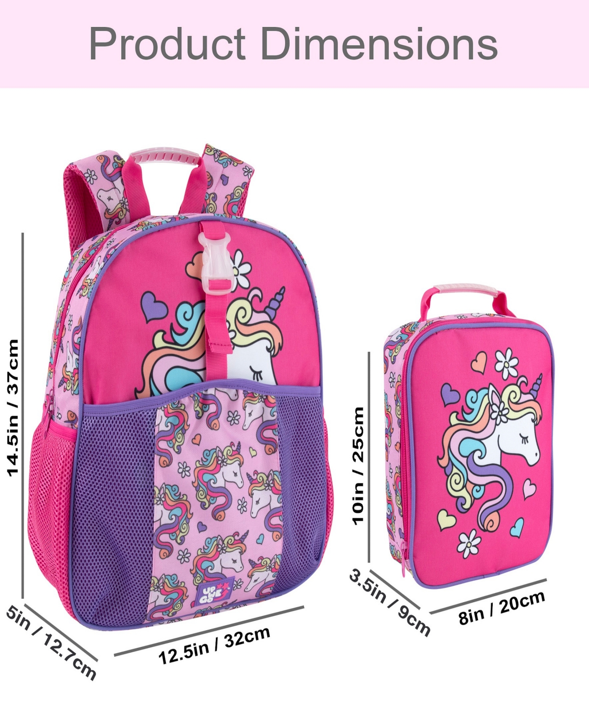 Unicorn 3 Pc Toddler Girl  Backpack And Lunch Bag Set In Pink