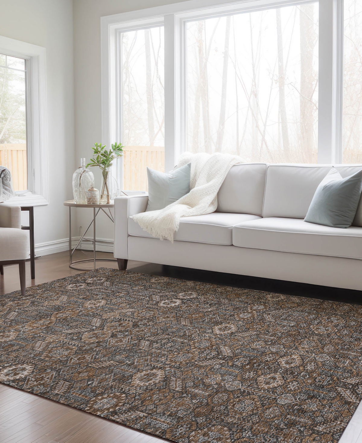 Addison Chantille Machine Washable Acn574 5'x7'6 Area Rug In Chocolate