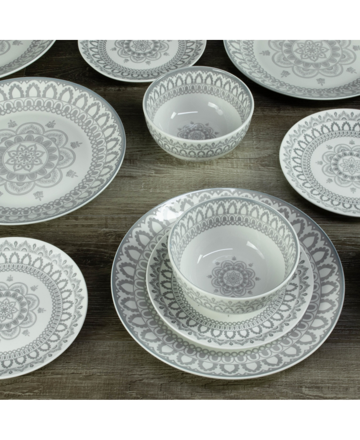 Bia Cordon Bleu 12pc Arabesque Dinnerware Set In Stone