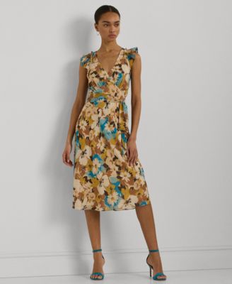 Lauren Ralph Lauren Petite Ruffled Floral A Line Dress Macy s