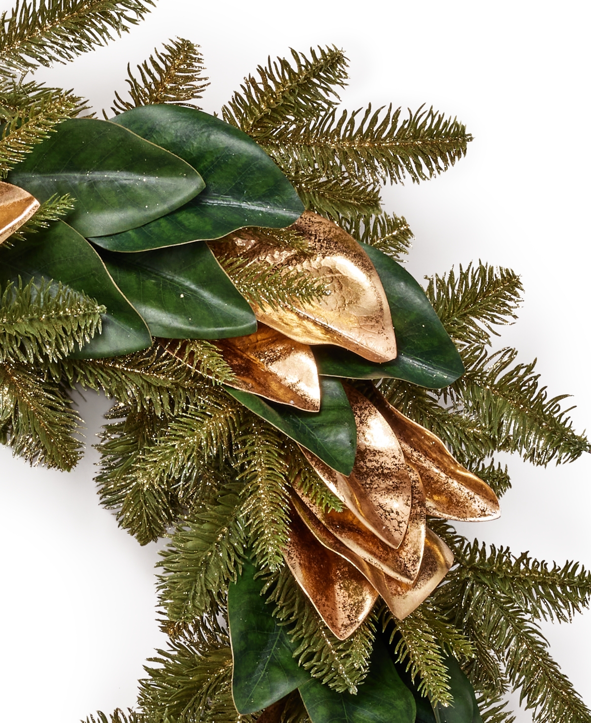 Holiday Lane Green & Gold Floral Wreath, Created for Macy's