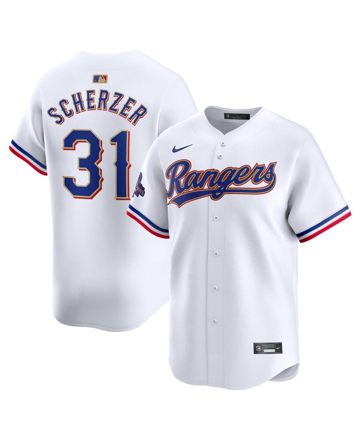 Nike Men's Max ScherzerTexas Rangers 2024 Gold Collection Limited Player Jersey - White