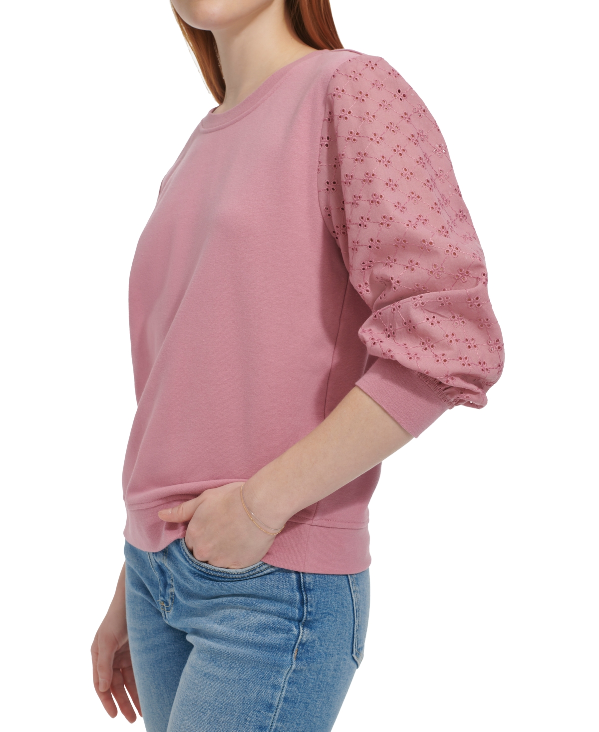 MARC NEW YORK ANDREW MARC SPORT WOMEN'S EMBROIDERED-SLEEVE TOP 