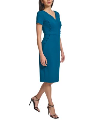 Women's Short-Sleeve V-Neck Sheath Dress