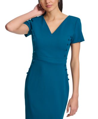 Women's Short-Sleeve V-Neck Sheath Dress