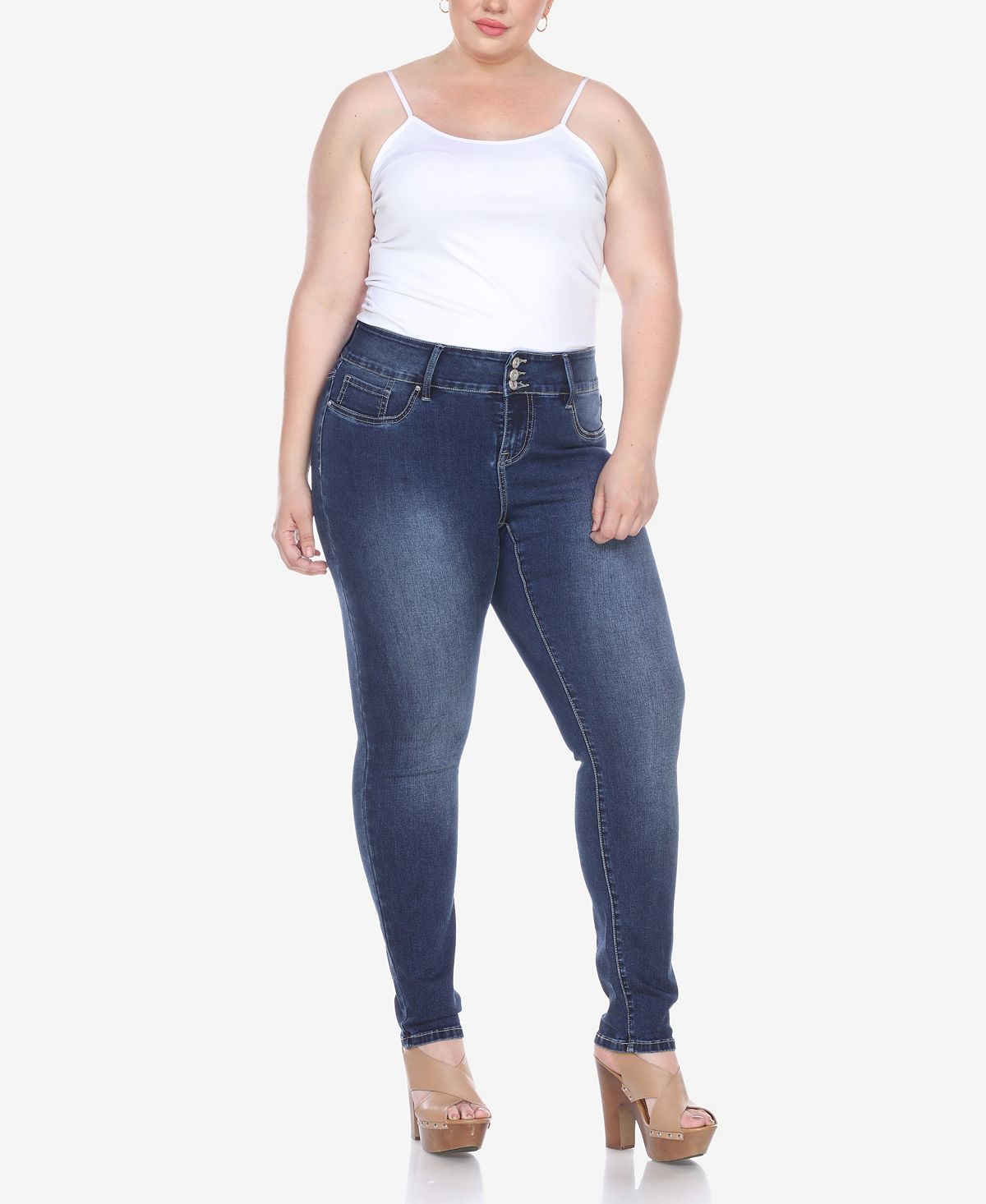 White Mark Plus Size Super Stretch Denim view 5 — MAYCSS fashion products