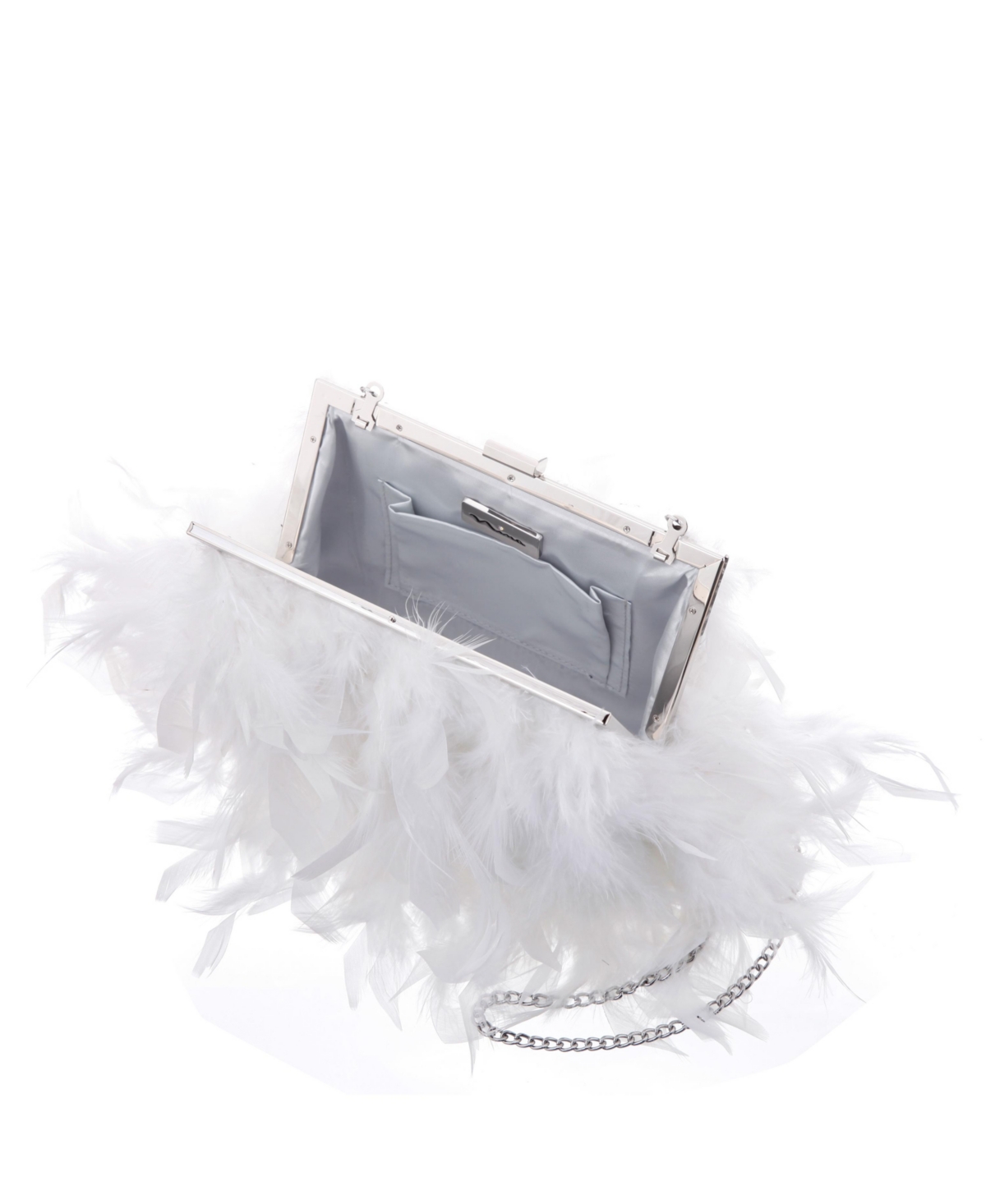 Shop Nina All Over Feather Frame Clutch In Black