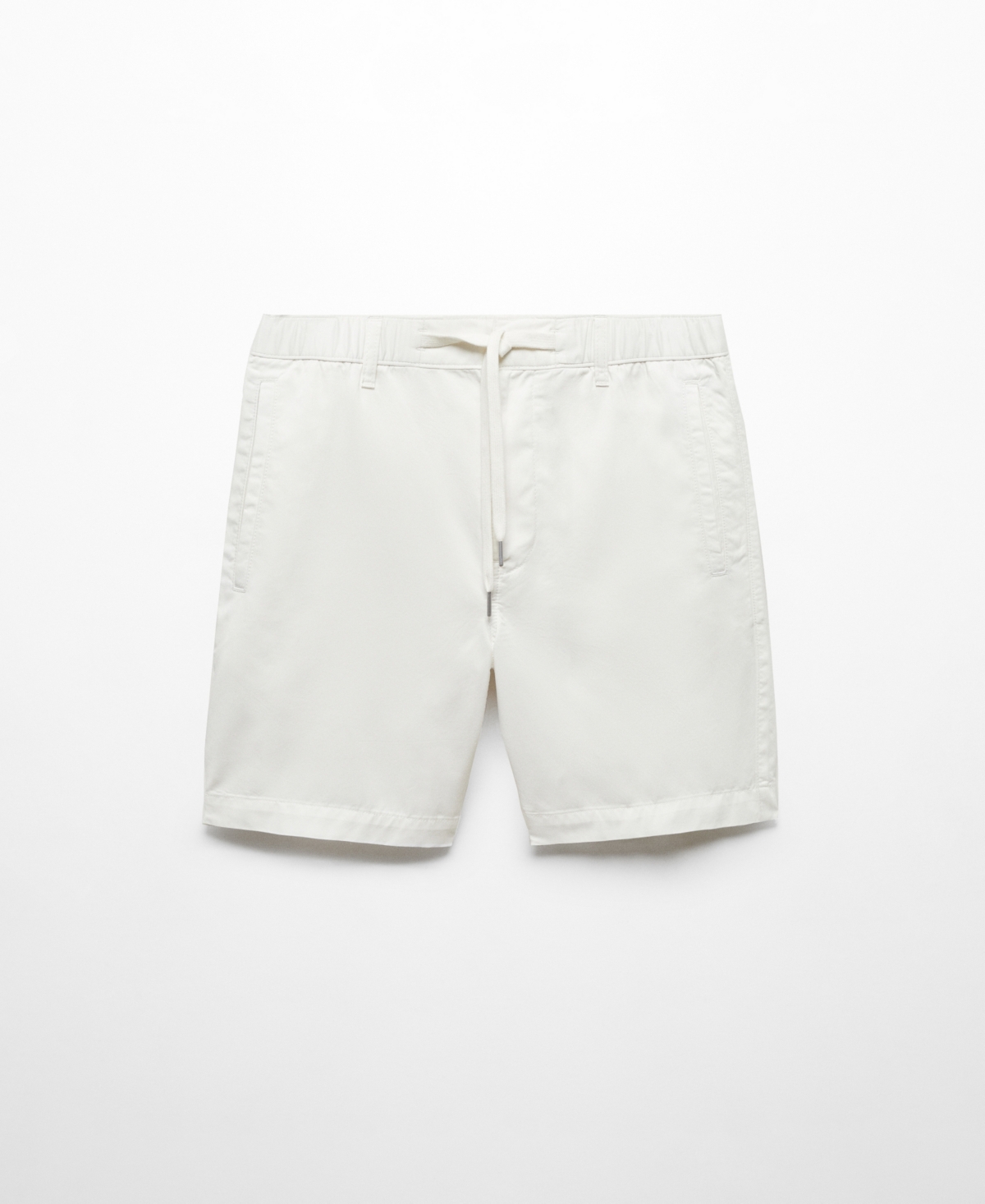 Mango Men's 100% Cotton Drawstring Bermuda Shorts In White