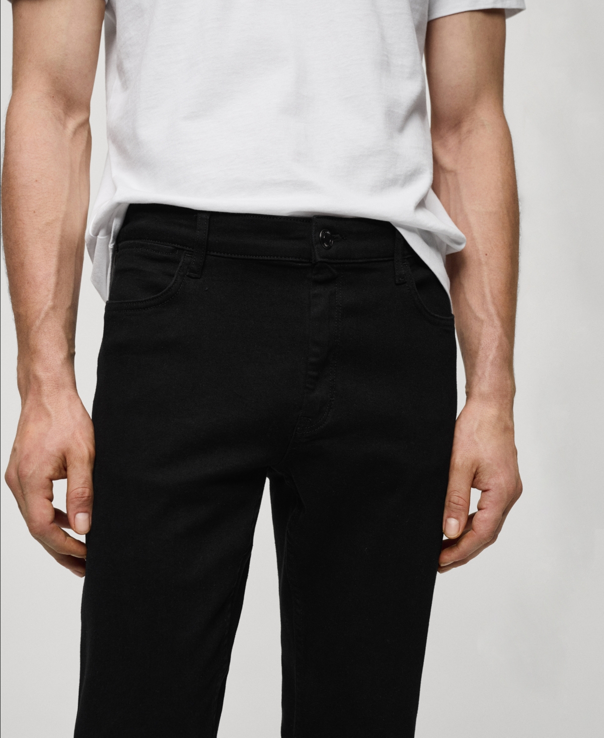Shop Mango Men's Slim Fit Ultra Soft Touch Patrick Jeans In Black Denim