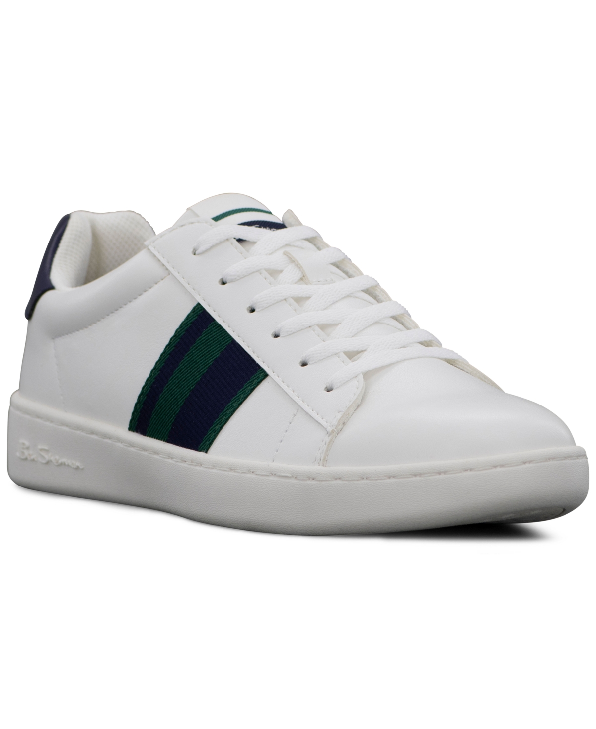Men's Hampton Stripe Low Court Casual Sneakers from Finish Line - White/Navy