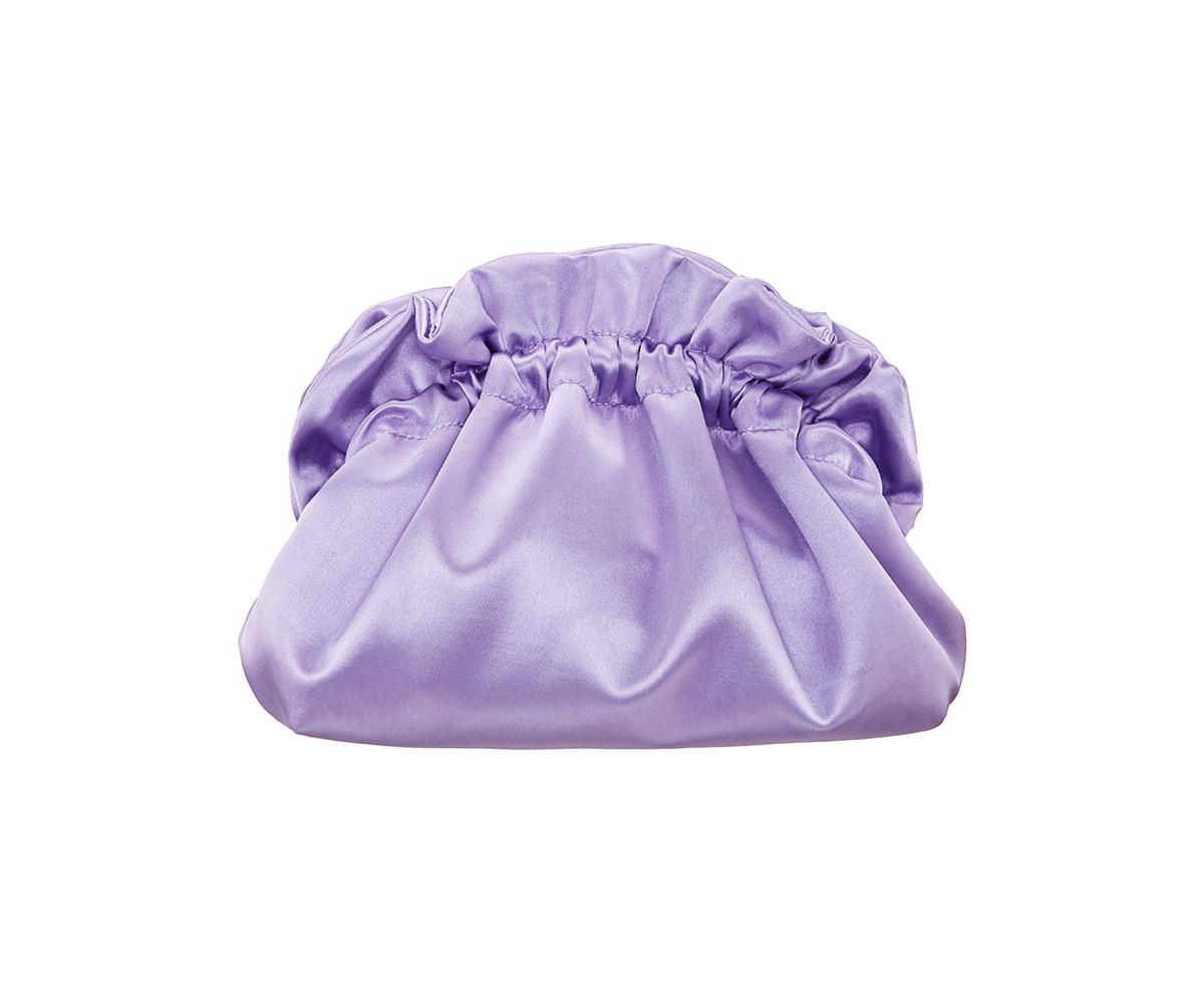 Shop Nina Satin Gathered Crossbody Pouch Bag In Royal Lilac
