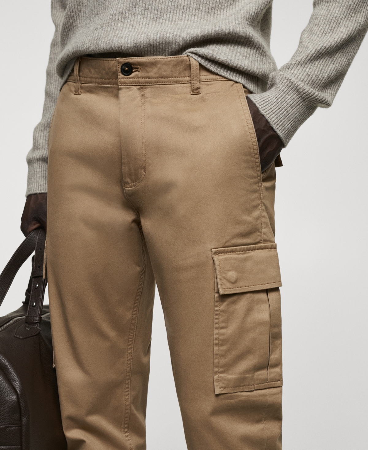 Shop Mango Men's Slim-fit Cotton Cargo Pants In Beige