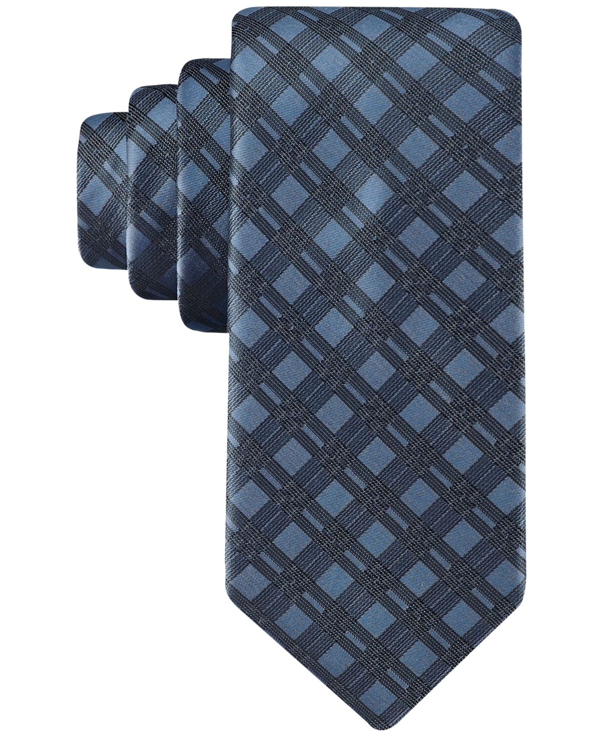 Shop Calvin Klein Men's Double-rail Grid Tie In Blue