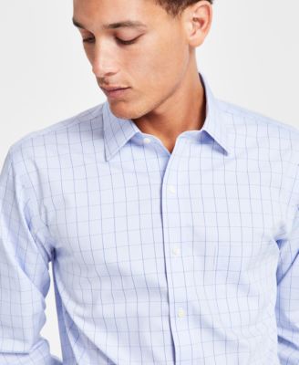 Men’s Regular Fit Non-Iron Spread Collar Check Pinpoint Dress Shirt