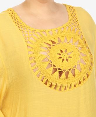 Plus Size Crocheted Fringed Trim Cover Up Dress