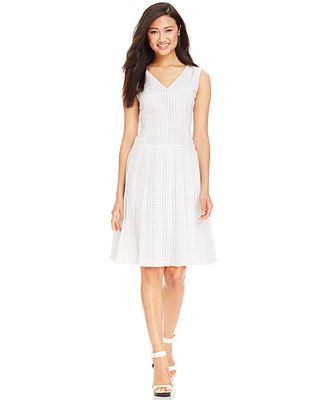 Nine West Check-Print A-Line Dress - Dresses - Women - Macy's