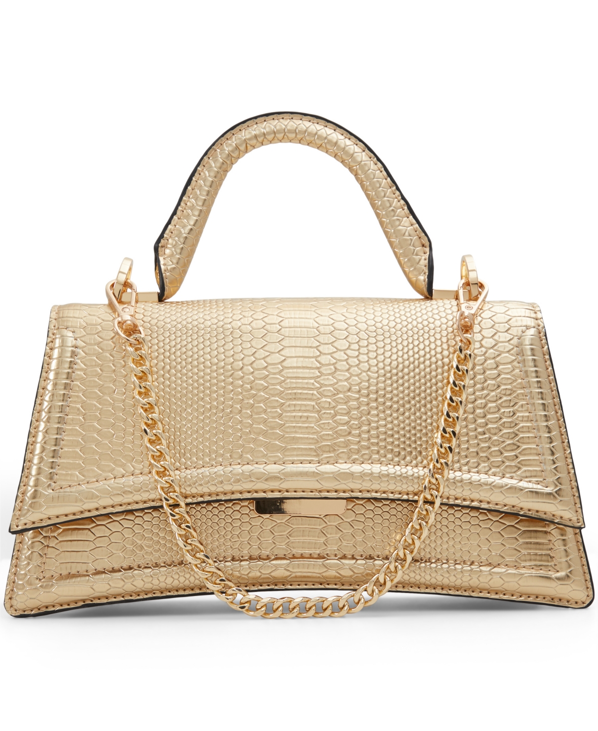 Shop Aldo Attleyyx Synthetic Medium Top Handle Bag In Gold