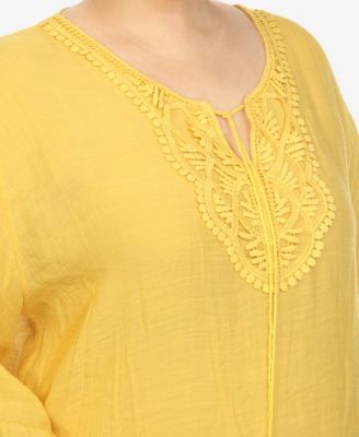 Plus Size Sheer Embroidered Knee Length Cover Up Dress