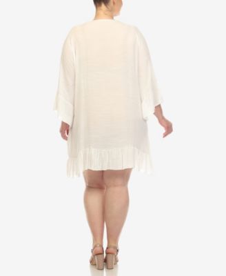 Plus Size Sheer Embroidered Knee Length Cover Up Dress
