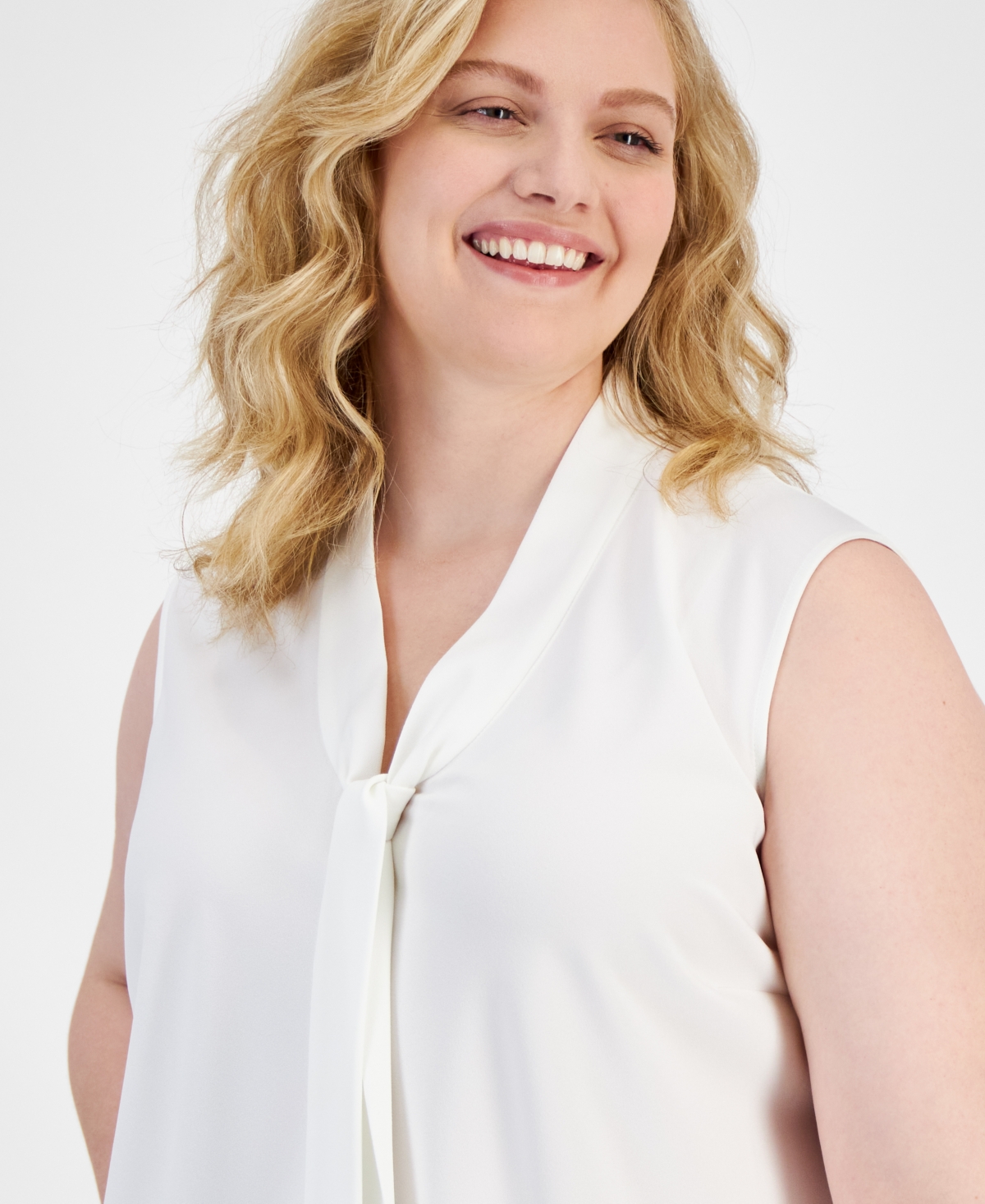Kasper Plus Size Bow Top