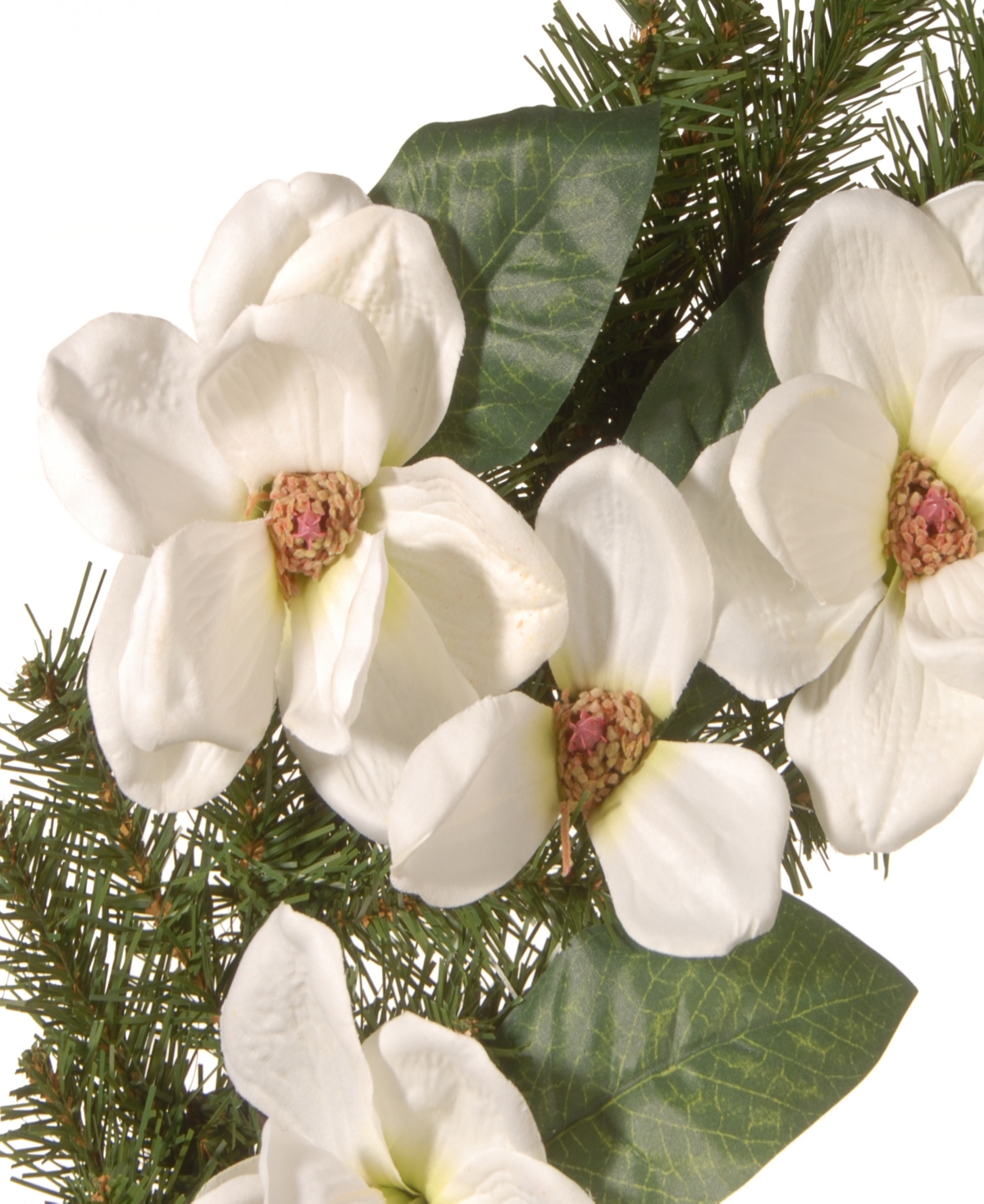 National Tree Company 24 North Valley Spruce Magnolia Wreath In White