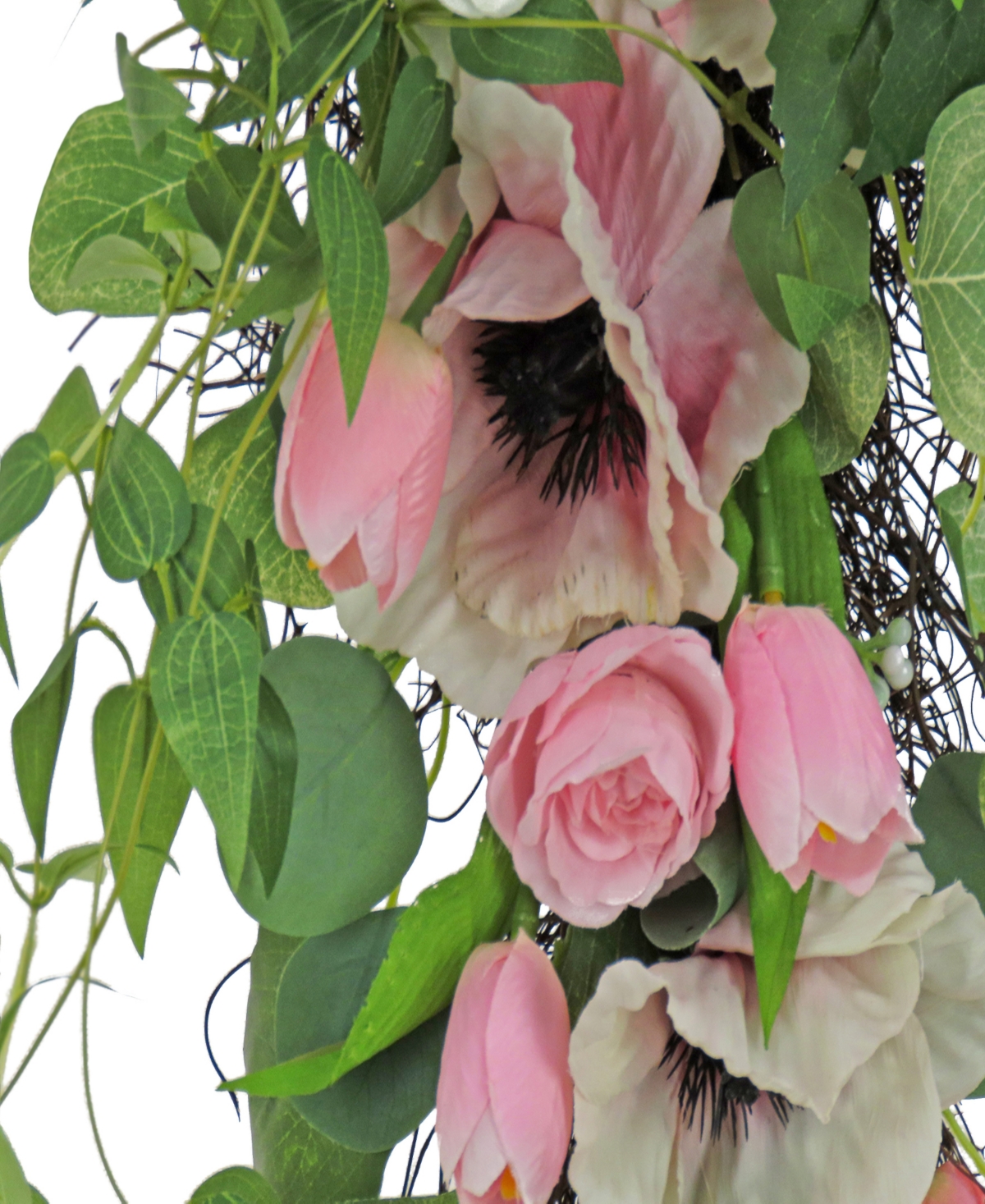 National Tree Company 26 Hydrangeas, Tulips And Eucalyptus Swag In Pink