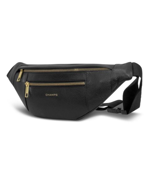 Сумки CHAMPS Leather Waist-Pack, цвет: Чёрный