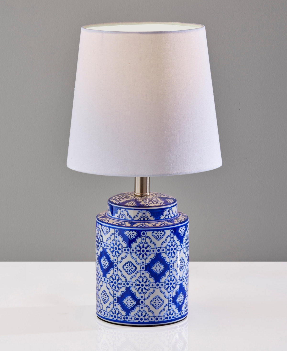 Adesso 17" Ceramic Polly Set Of 2 Table Lamps In White,blue Ceramic
