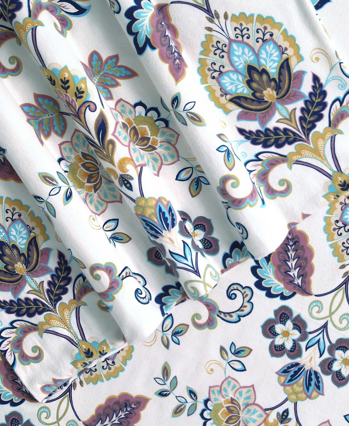 Tribeca Living Abstract Paisley Printed Extra Deep Pocket Flannel Cal Sheet Set