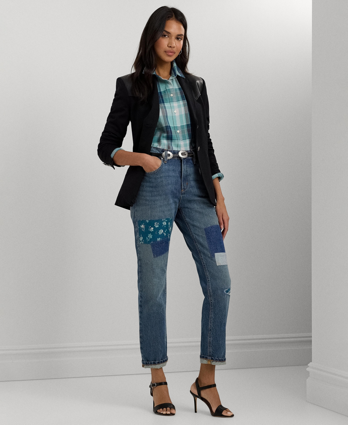 Lauren Ralph Lauren Women's Patchwork Boyfriend Jeans, Regular & Petite