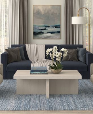 Elna 44" Wide Rectangular Coffee Table in Alder White