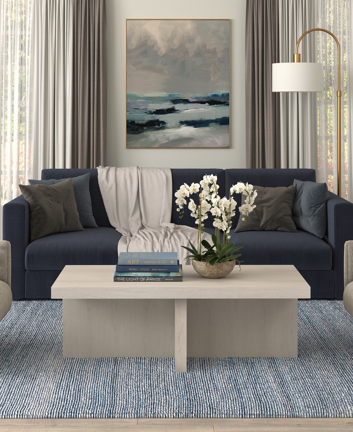 Hudson & Canal Elna 44" Wide Rectangular Coffee Table In Alder White In Alder White