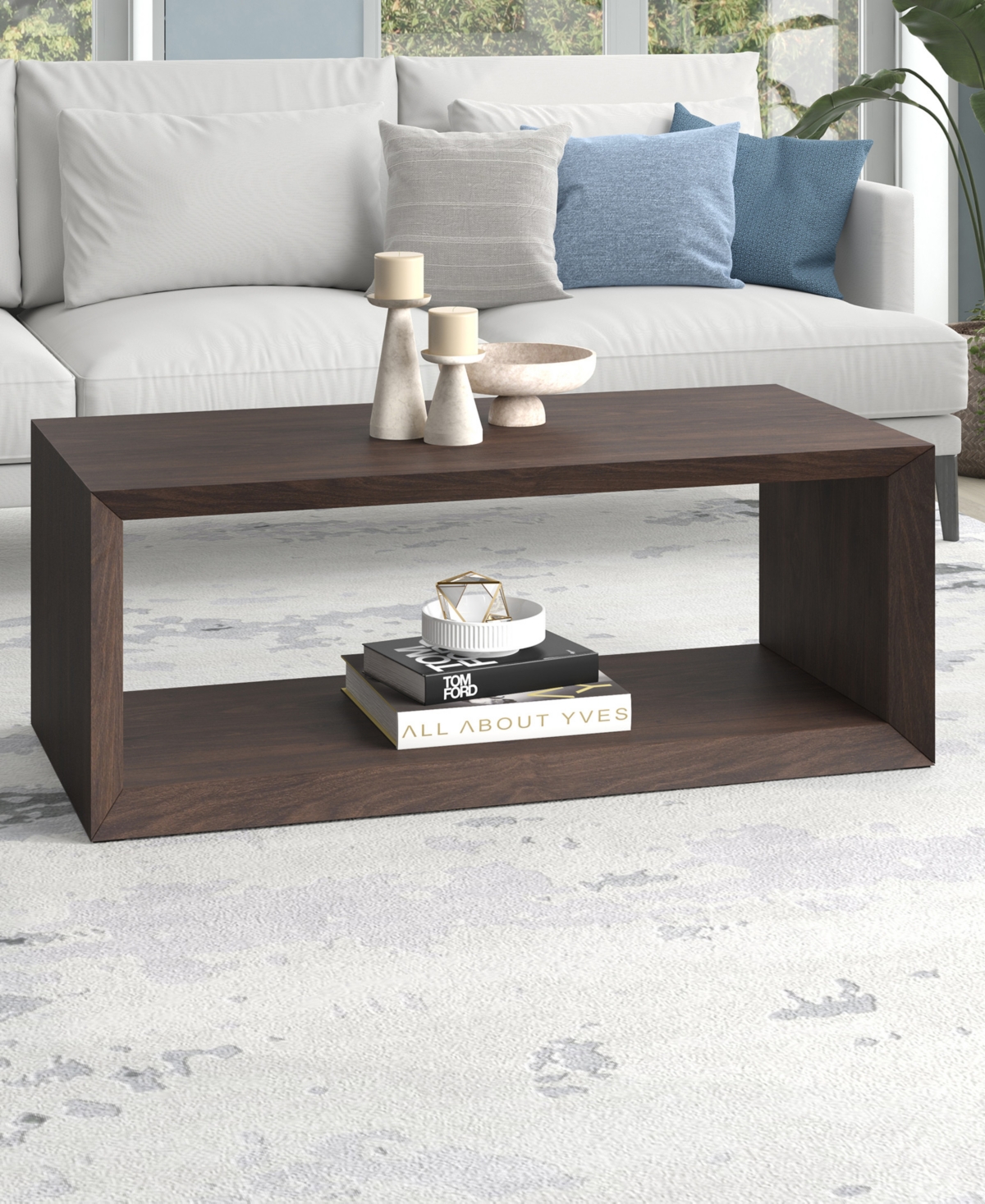 Hudson & Canal Osmond 48" Wide Rectangular Coffee Table In Alder Brown In Alder Brown