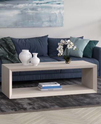 Osmond 58" Wide Rectangular Coffee Table in Alder White