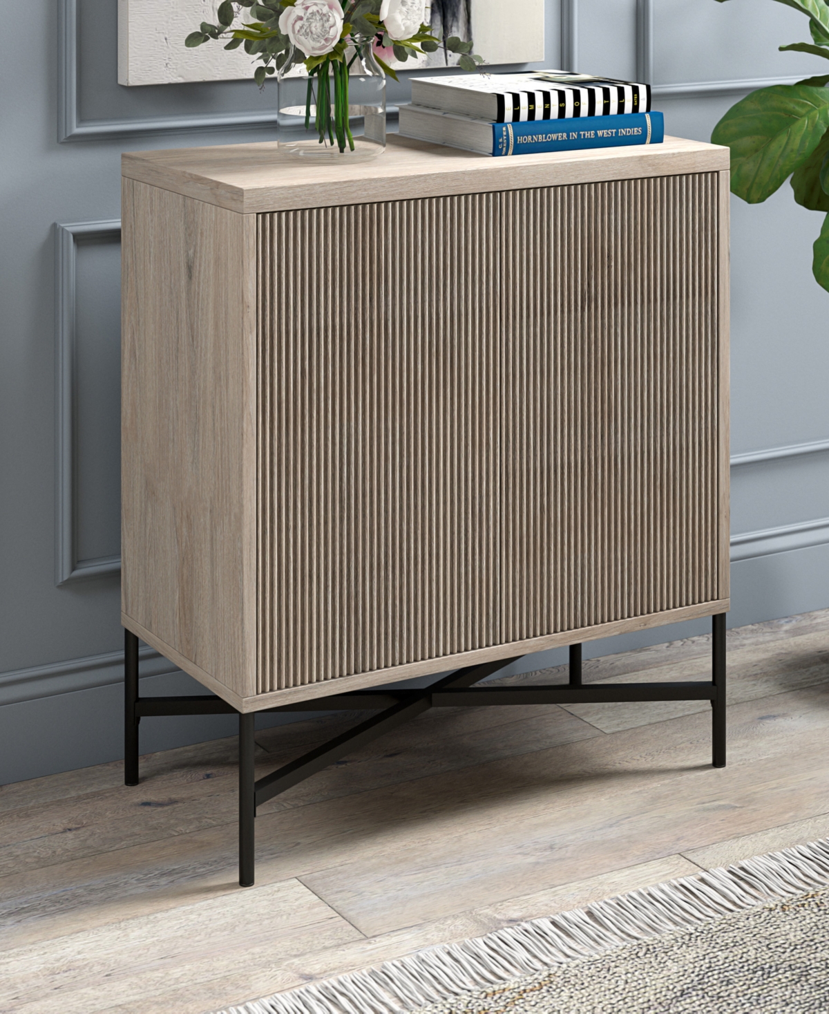 Hudson & Canal Brighton 28" Wide Rectangular Accent Cabinet In Antiqued Gray Oak In Antiqued Gray Oak
